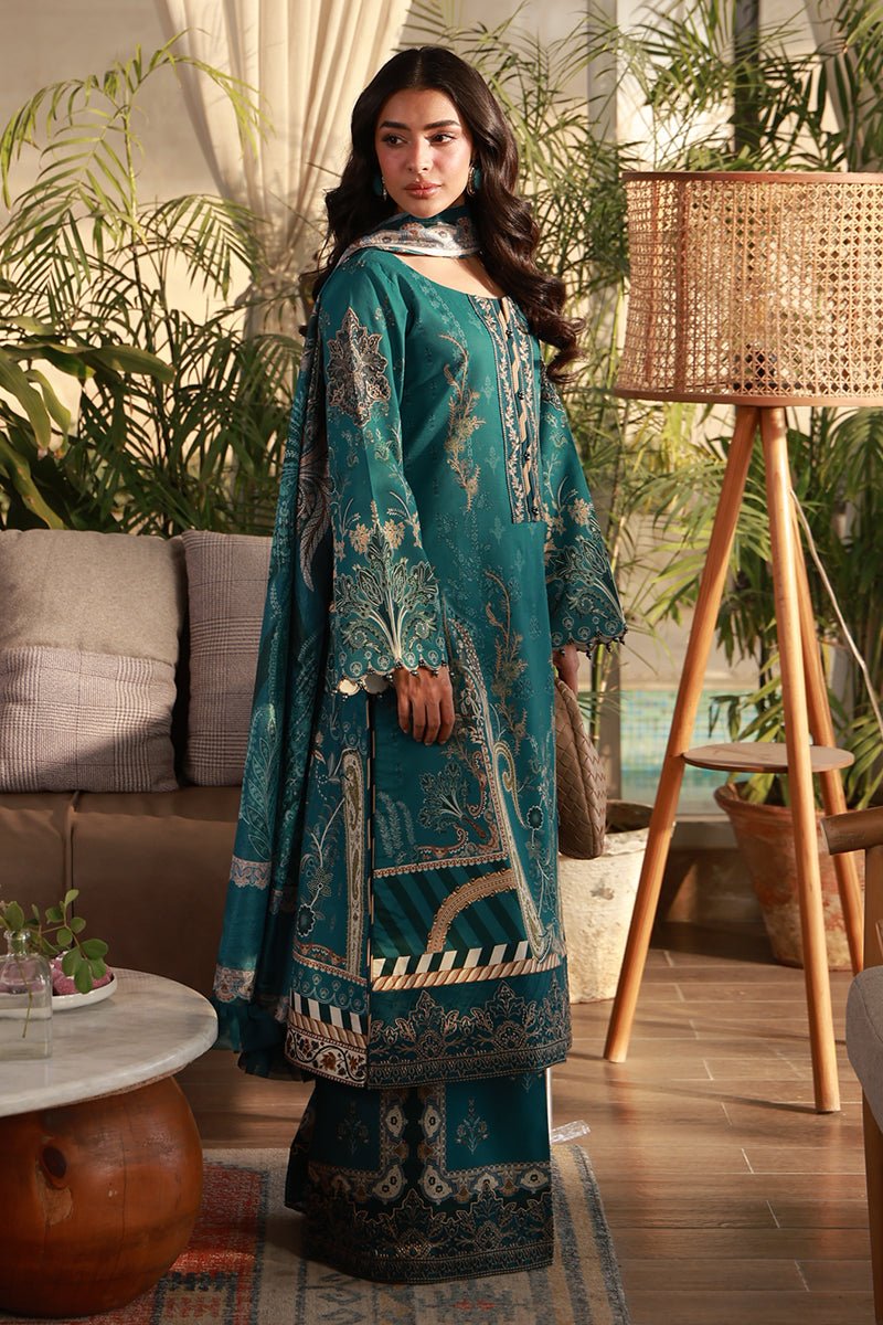 Gulaal | Delia Lawn 26 | Isla-Brand:Gulaal-Type:Ladies Clothes-Emerald Green-Lawn-House of Maryam- Buy in UK, USA