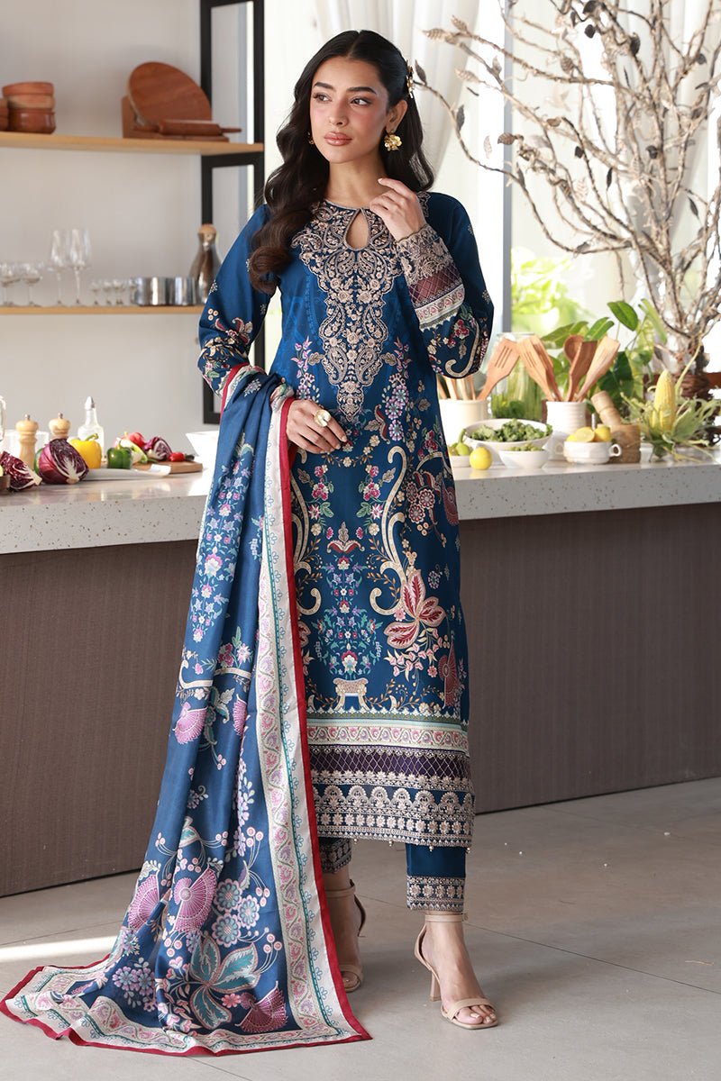 Gulaal | Delia Lawn 26 | Onyxa-Brand:Gulaal-Type:Ladies Clothes-Zinc Blue-Lawn-House of Maryam- Buy in UK, USA