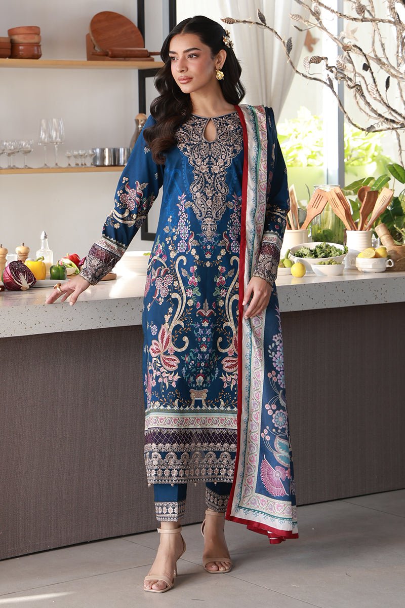 Gulaal | Delia Lawn 26 | Onyxa-Brand:Gulaal-Type:Ladies Clothes-Zinc Blue-Lawn-House of Maryam- Buy in UK, USA
