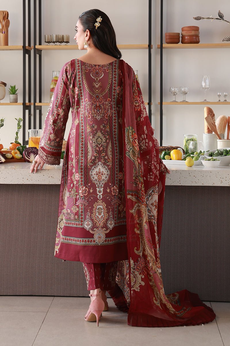 Gulaal | Delia Lawn 26 | Reva-Brand:Gulaal-Type:Ladies Clothes-Maroon-Lawn-House of Maryam- Buy in UK, USA