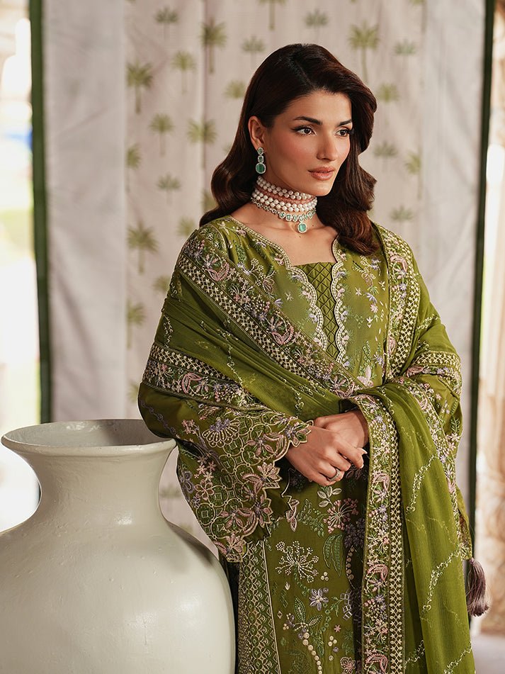 Gulaal | Maisone Luxury Lawn | Lumeva-Brand:Gulaal-Type:Ladies Clothes-Olive Green-Lawn-House of Maryam- Buy in UK, USA