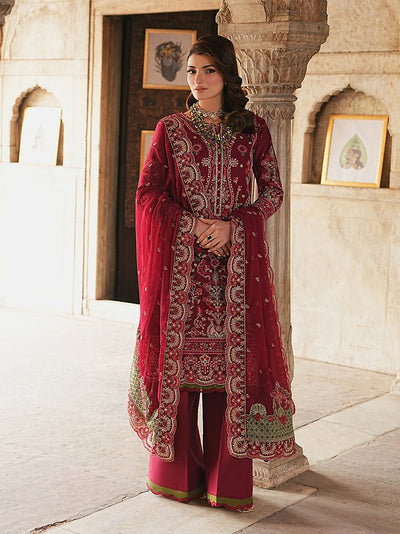 Gulaal | Maisone Luxury Lawn | Mirevra-Brand:Gulaal-Type:Ladies Clothes-Maroon-Lawn-House of Maryam- Buy in UK, USA