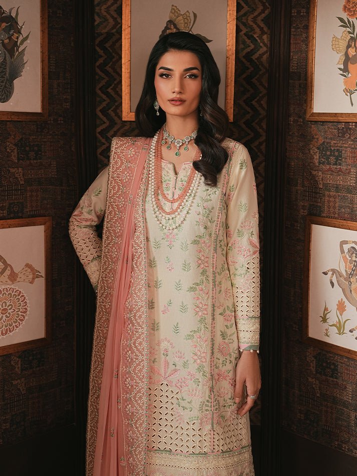 Gulaal | Maisone Luxury Lawn | Noirea-Brand:Gulaal-Type:Ladies Clothes-Ivory-Lawn-House of Maryam- Buy in UK, USA