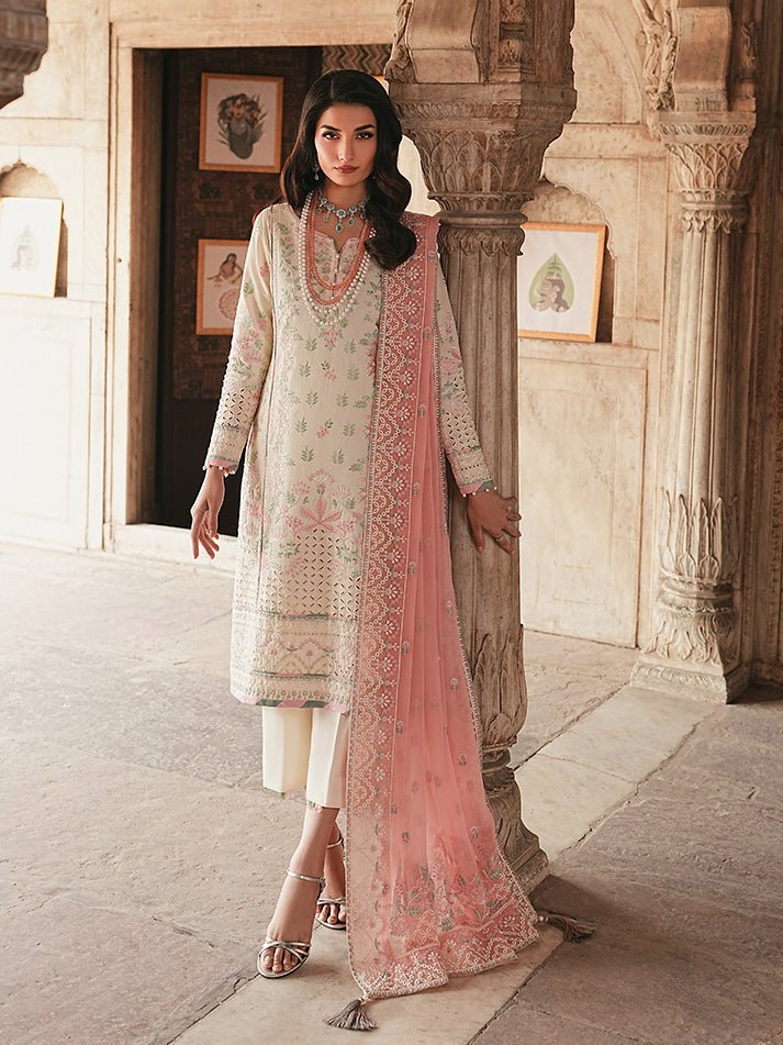 Gulaal | Maisone Luxury Lawn | Noirea-Brand:Gulaal-Type:Ladies Clothes-Ivory-Lawn-House of Maryam- Buy in UK, USA