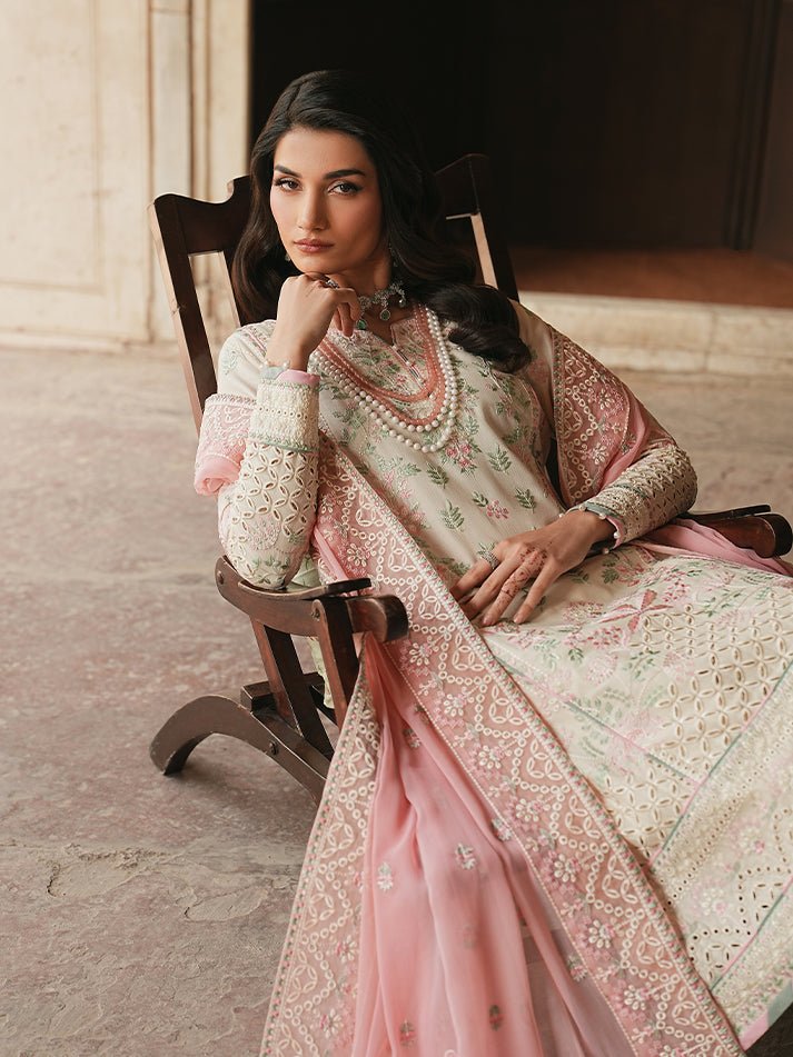 Gulaal | Maisone Luxury Lawn | Noirea-Brand:Gulaal-Type:Ladies Clothes-Ivory-Lawn-House of Maryam- Buy in UK, USA