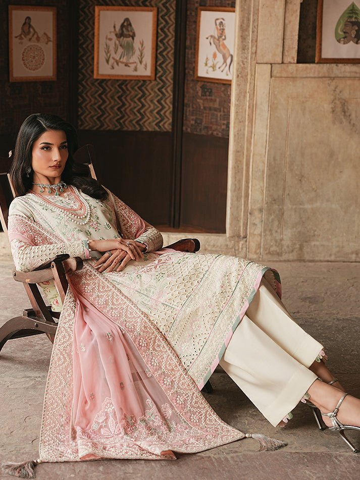 Gulaal | Maisone Luxury Lawn | Noirea-Brand:Gulaal-Type:Ladies Clothes-Ivory-Lawn-House of Maryam- Buy in UK, USA