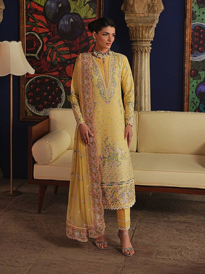 Gulaal | Maisone Luxury Lawn | Sorayae-Brand:Gulaal-Type:Ladies Clothes-Dust Yellow-Lawn-House of Maryam- Buy in UK, USA