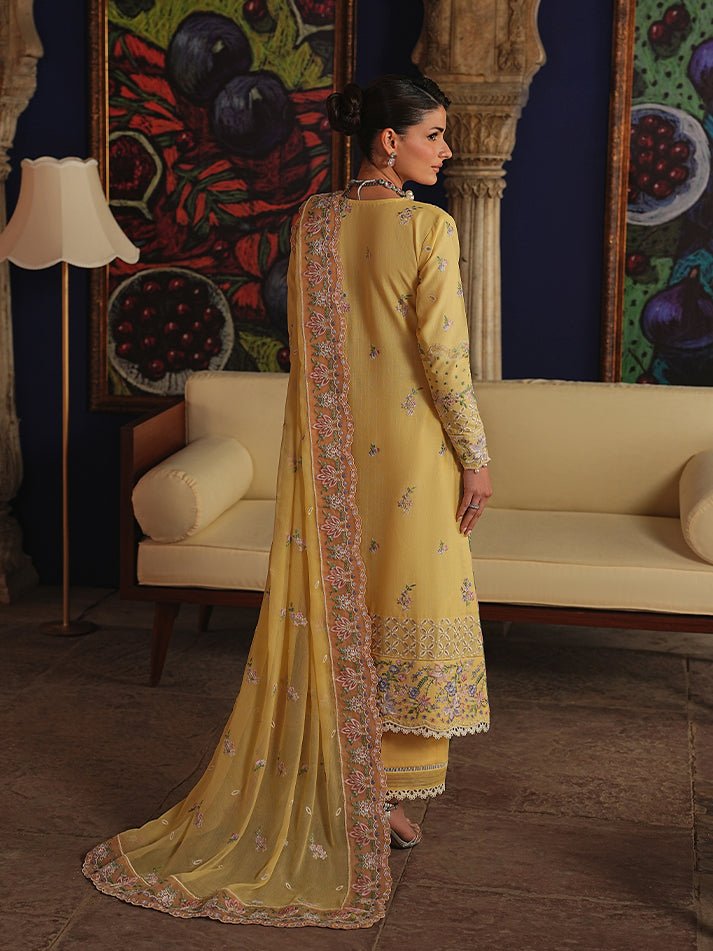 Gulaal | Maisone Luxury Lawn | Sorayae-Brand:Gulaal-Type:Ladies Clothes-Dust Yellow-Lawn-House of Maryam- Buy in UK, USA