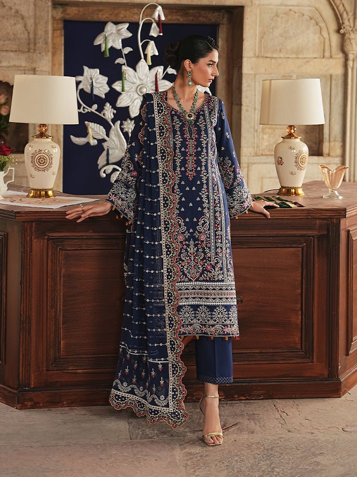 Gulaal | Maisone Luxury Lawn | Velmira-Brand:Gulaal-Type:Ladies Clothes-Navy Blue-Lawn-House of Maryam- Buy in UK, USA