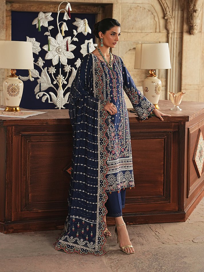 Gulaal | Maisone Luxury Lawn | Velmira-Brand:Gulaal-Type:Ladies Clothes-Navy Blue-Lawn-House of Maryam- Buy in UK, USA