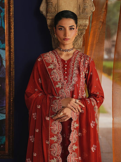 Gulaal | Maisone Luxury Lawn | Zafielle-Brand:Gulaal-Type:Ladies Clothes-Deep Red-Lawn-House of Maryam- Buy in UK, USA