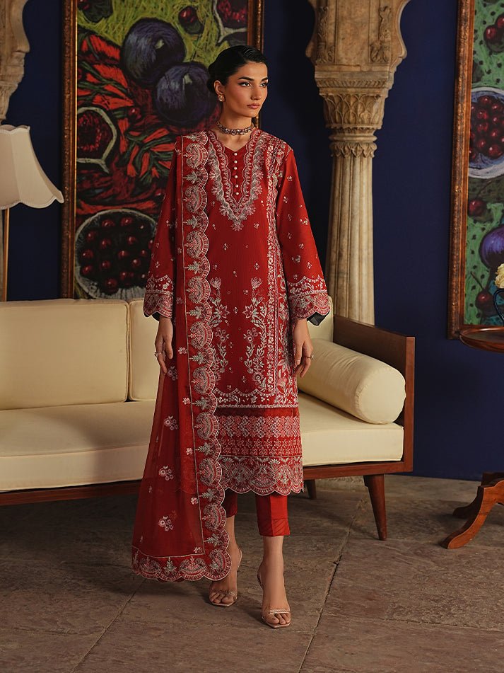 Gulaal | Maisone Luxury Lawn | Zafielle-Brand:Gulaal-Type:Ladies Clothes-Deep Red-Lawn-House of Maryam- Buy in UK, USA