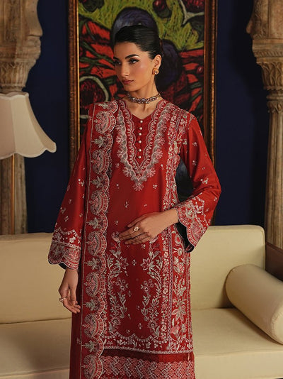 Gulaal | Maisone Luxury Lawn | Zafielle-Brand:Gulaal-Type:Ladies Clothes-Deep Red-Lawn-House of Maryam- Buy in UK, USA