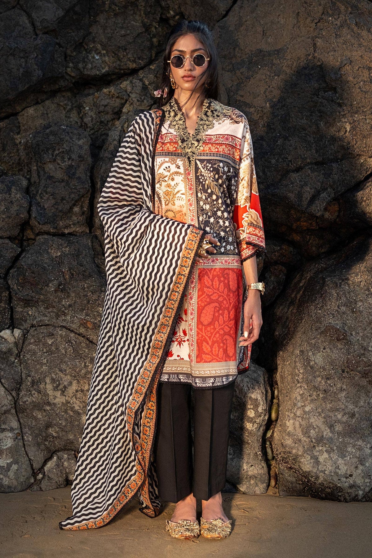 Sana Safinaz | Mahay Spring 24 | H241-028A-2BG -  Sana Safinaz Luxury - Original Designer Dress - House of Maryam
