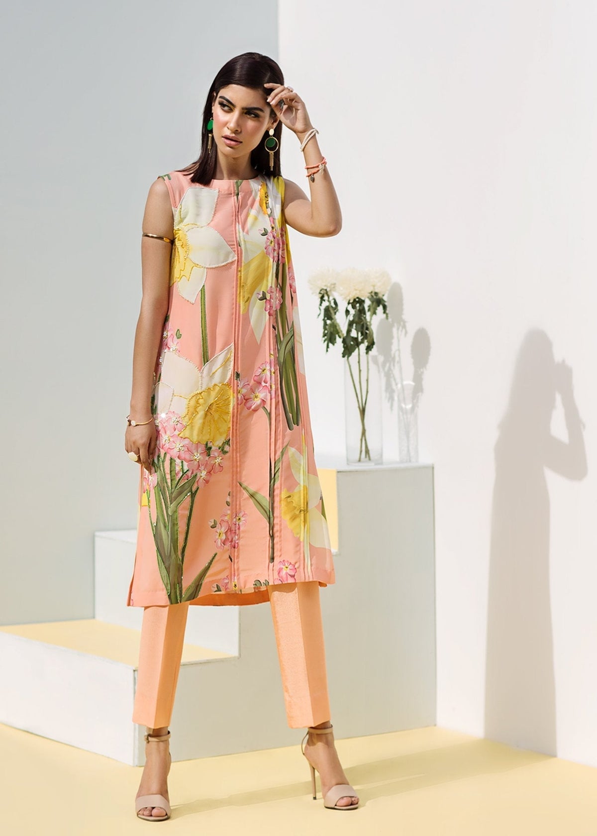 Hana | Daffodils Ready to Wear | Peach Merlin -  Hana Ladies Clothes - Original Designer Dress - House of Maryam