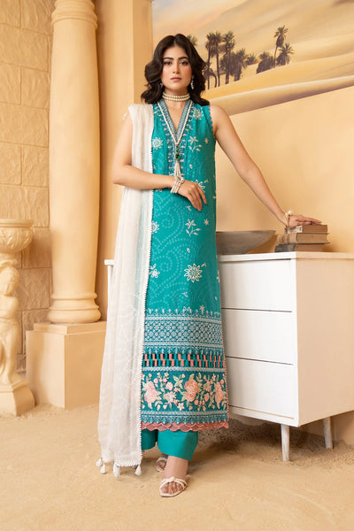 Hemstitch | Summer Luxury Lawn 24 | Turquoise -  Hemstitch Luxury - Original Designer Dress - House of Maryam