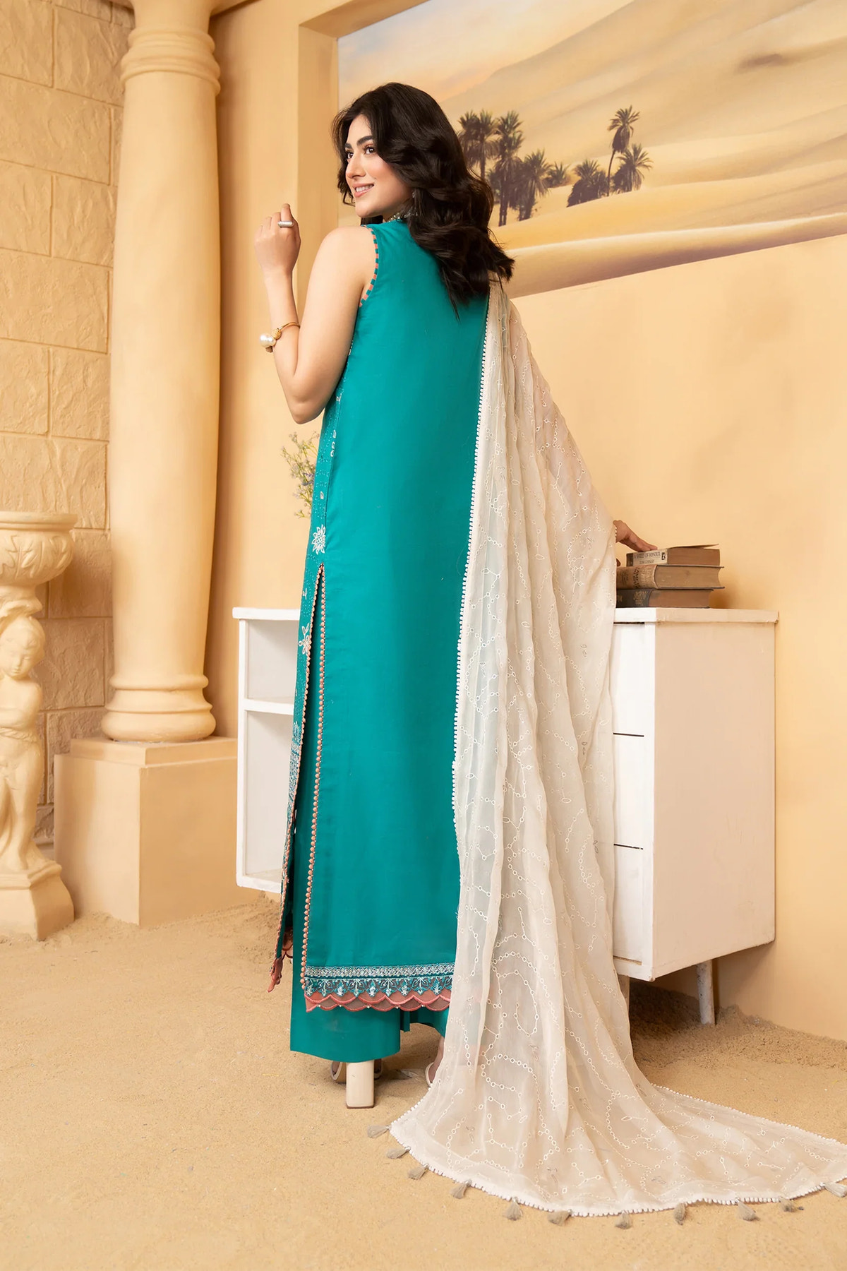 Hemstitch | Summer Luxury Lawn 24 | Turquoise -  Hemstitch Luxury - Original Designer Dress - House of Maryam