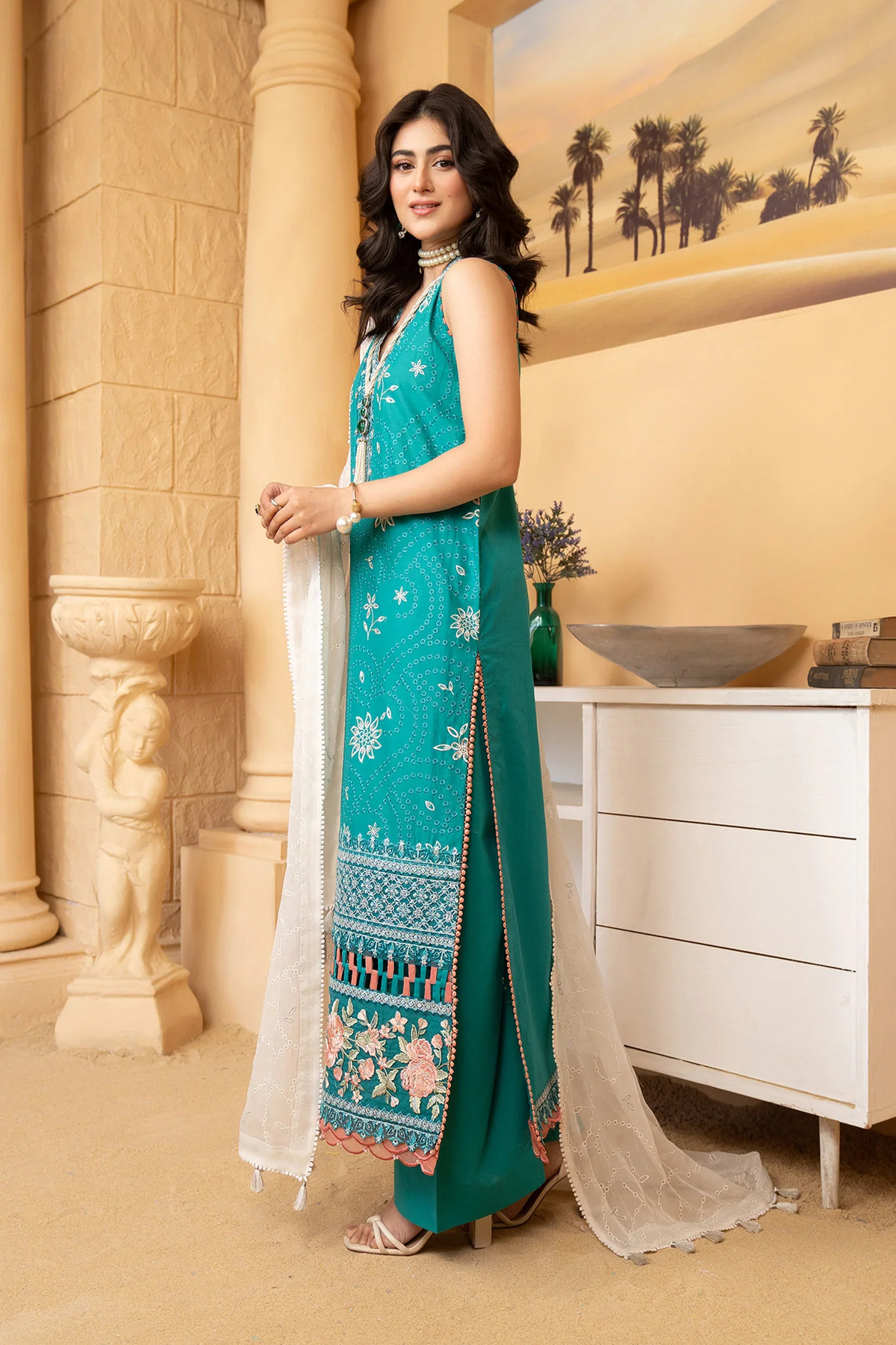 Hemstitch | Summer Luxury Lawn 24 | Turquoise -  Hemstitch Luxury - Original Designer Dress - House of Maryam