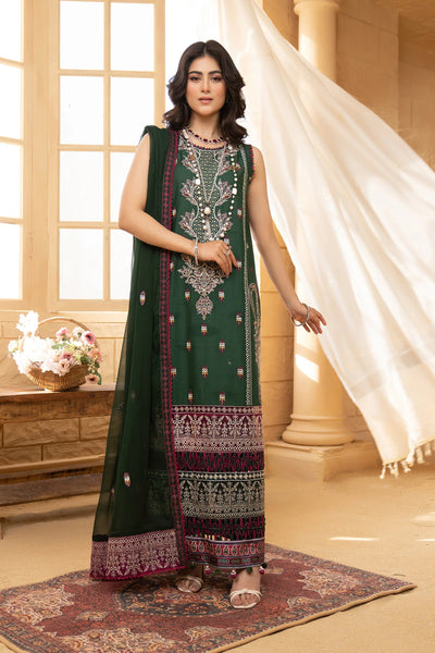 Hemstitch | Summer Luxury Lawn 24 | Bottle Green -  Hemstitch Luxury - Original Designer Dress - House of Maryam