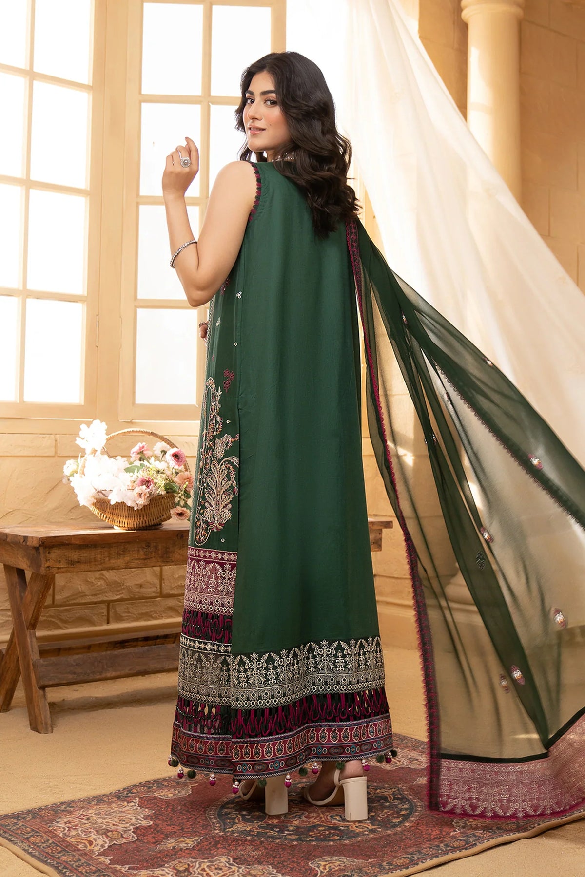 Hemstitch | Summer Luxury Lawn 24 | Bottle Green -  Hemstitch Luxury - Original Designer Dress - House of Maryam