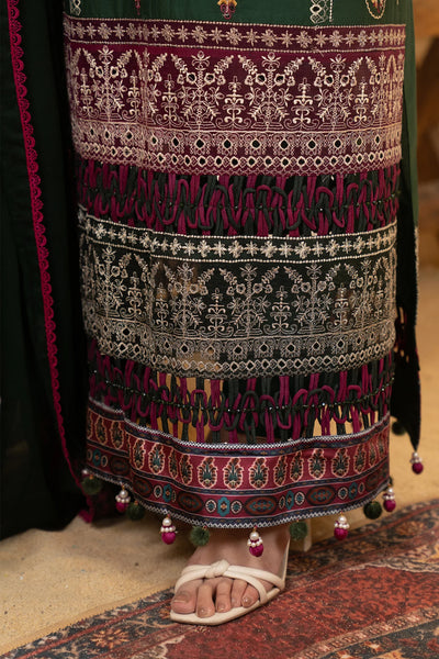 Hemstitch | Summer Luxury Lawn 24 | Bottle Green -  Hemstitch Luxury - Original Designer Dress - House of Maryam