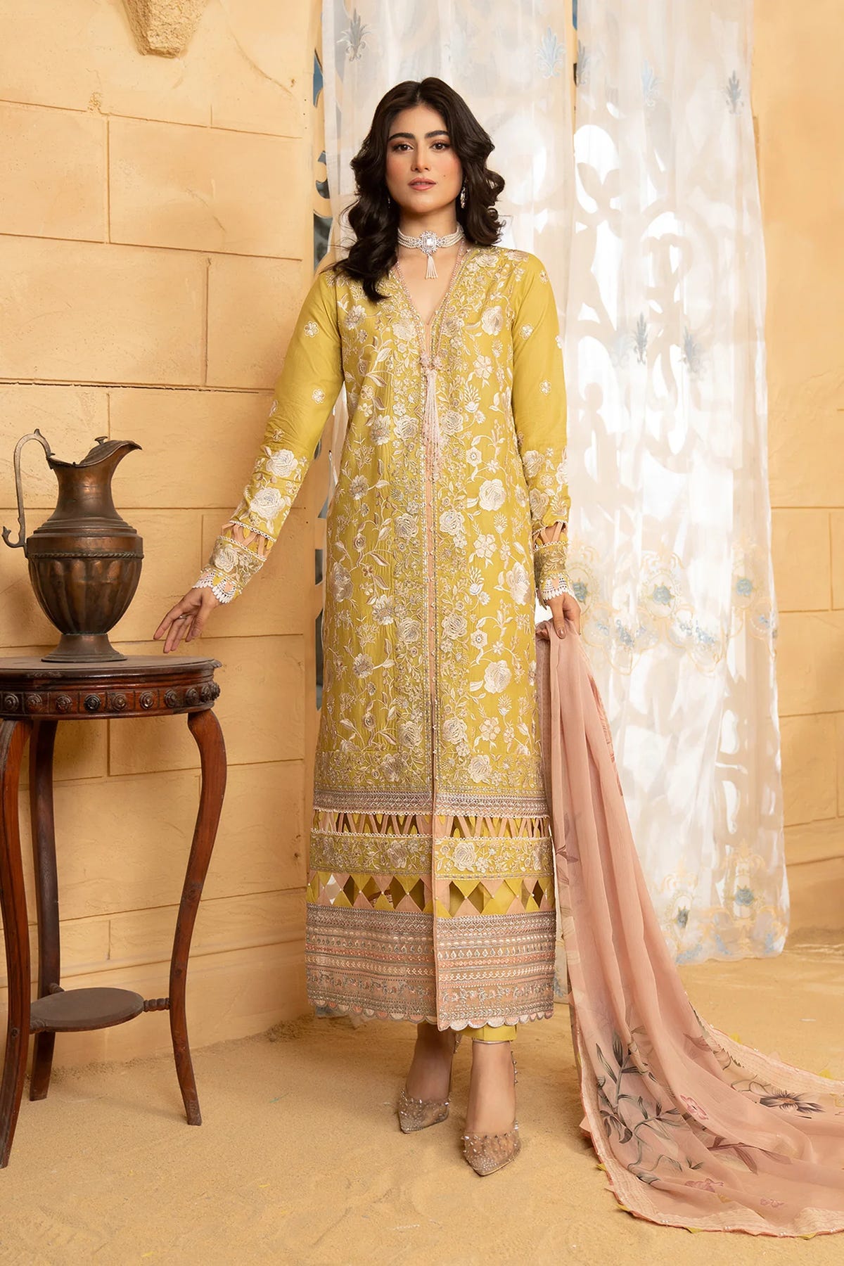 Hemstitch | Summer Luxury Lawn 24 | Lime -  Hemstitch Luxury - Original Designer Dress - House of Maryam