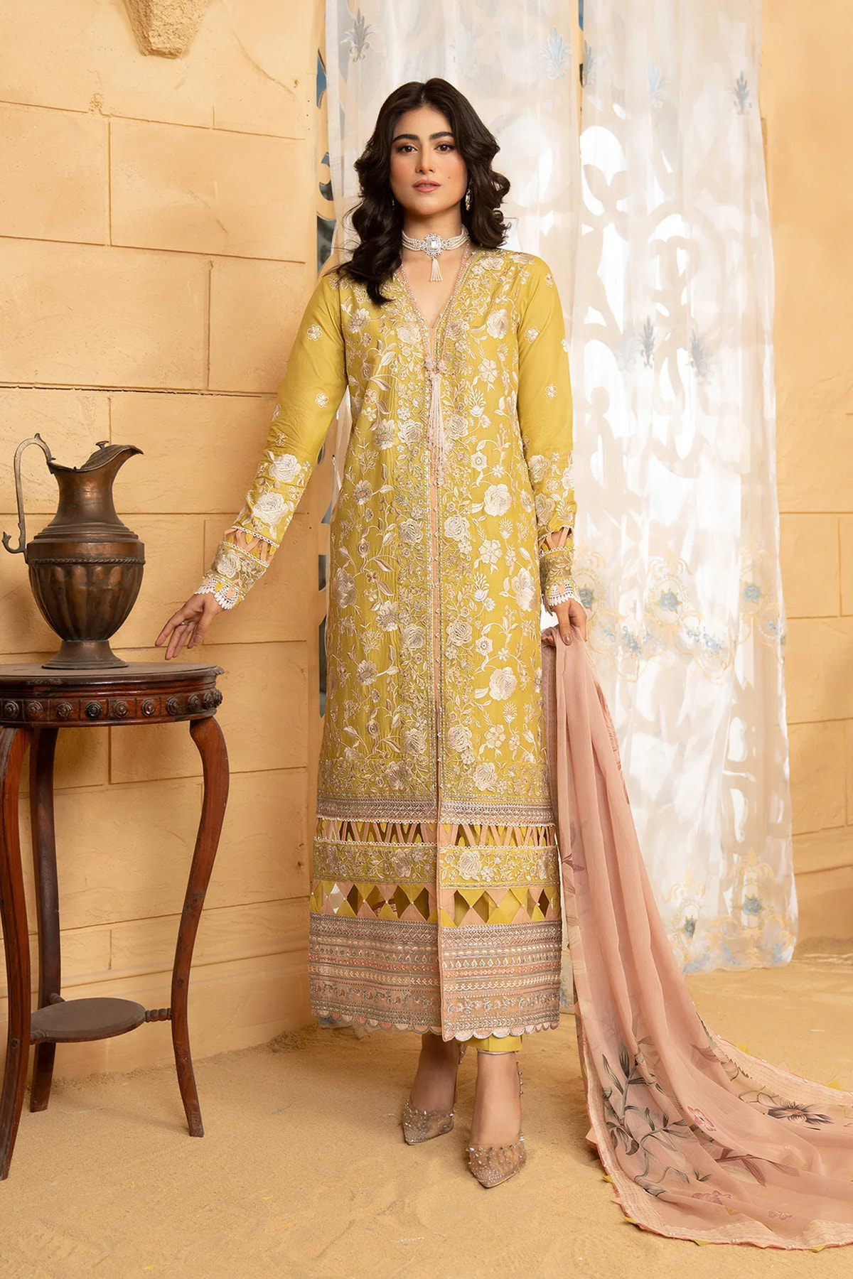 Hemstitch | Summer Luxury Lawn 24 | Lime -  Hemstitch Luxury - Original Designer Dress - House of Maryam