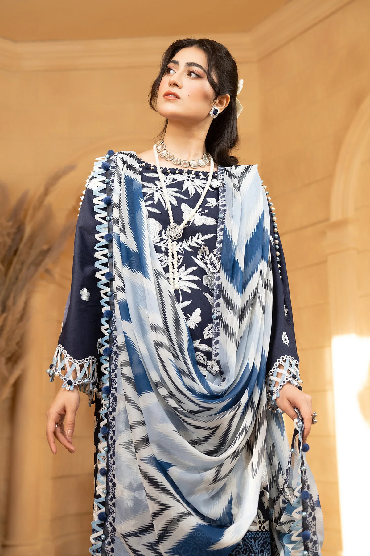 Hemstitch | Summer Luxury Lawn 24 | Ice Blue -  Hemstitch Luxury - Original Designer Dress - House of Maryam