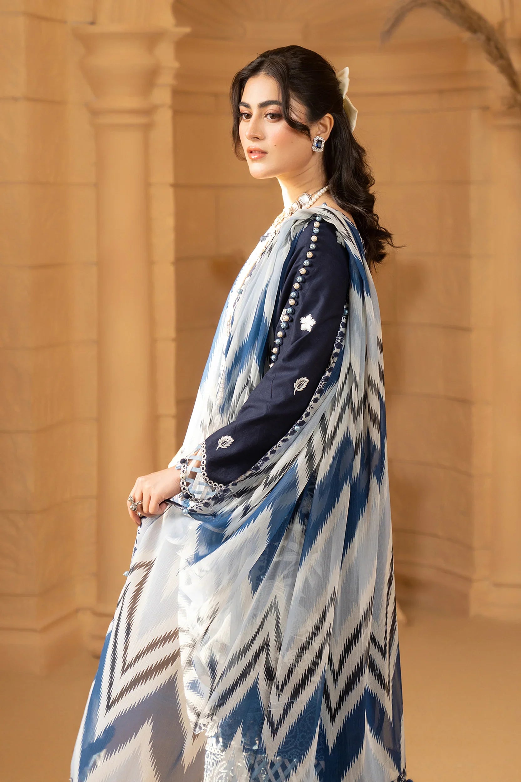 Hemstitch | Summer Luxury Lawn 24 | Ice Blue by Designer Hemstitch - House of Maryam - Pakistani Designer Ethnic Wear in {{ shop.shopifyCountryName }}