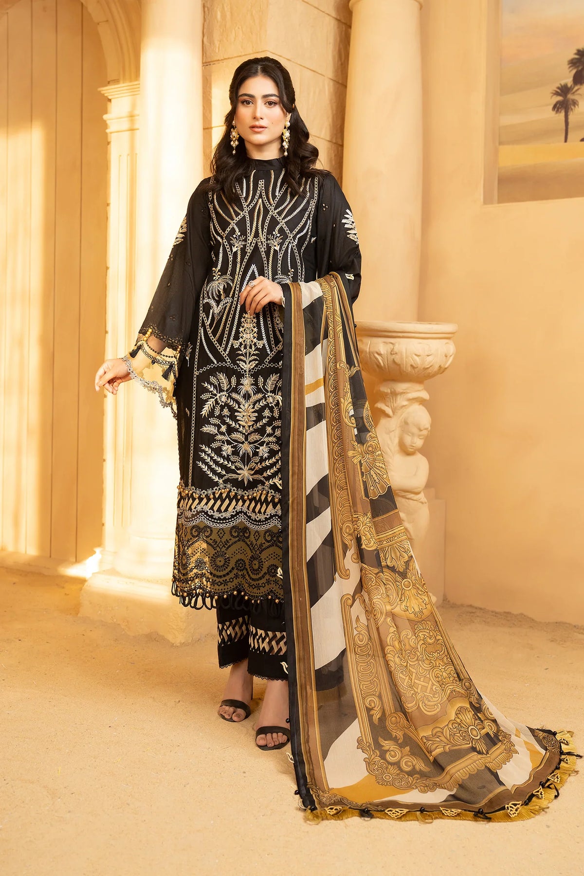 Hemstitch | Summer Luxury Lawn 24 | Cocoa -  Hemstitch Luxury - Original Designer Dress - House of Maryam