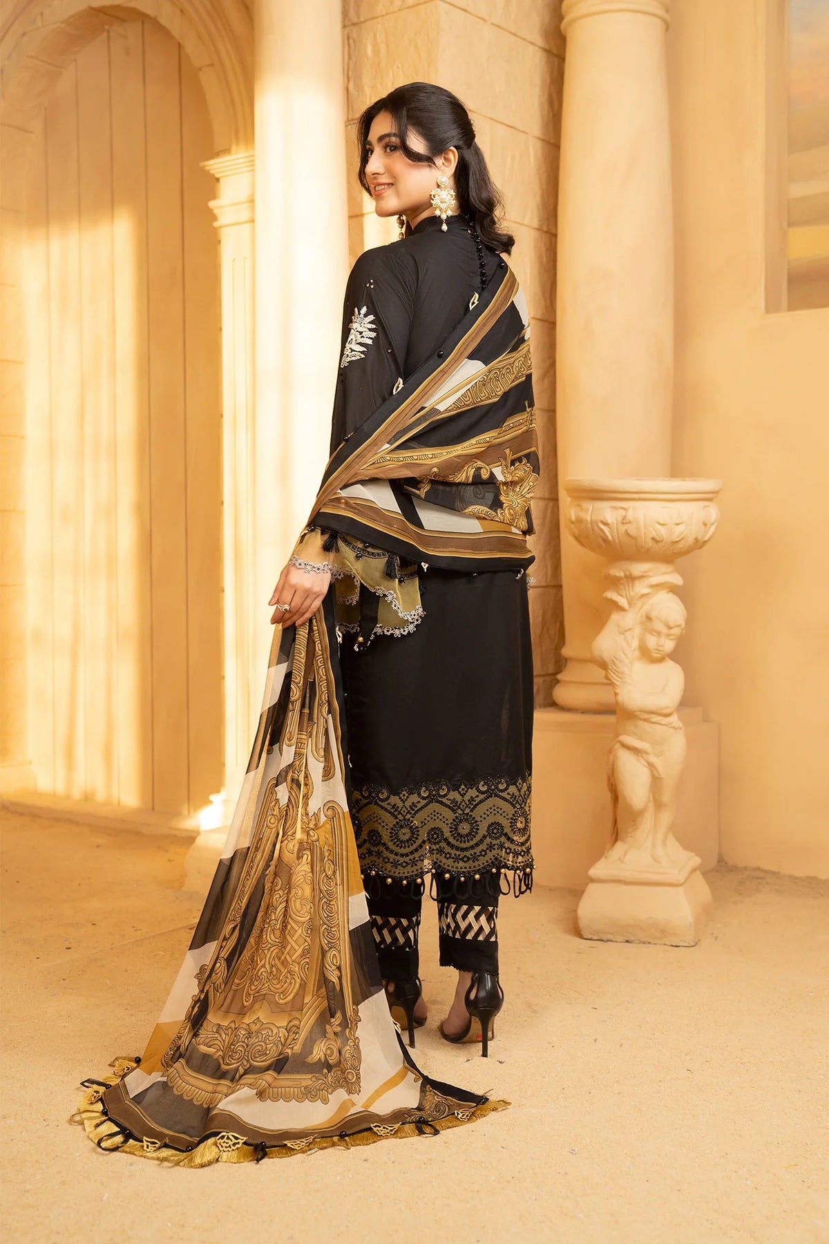 Hemstitch | Summer Luxury Lawn 24 | Cocoa -  Hemstitch Luxury - Original Designer Dress - House of Maryam