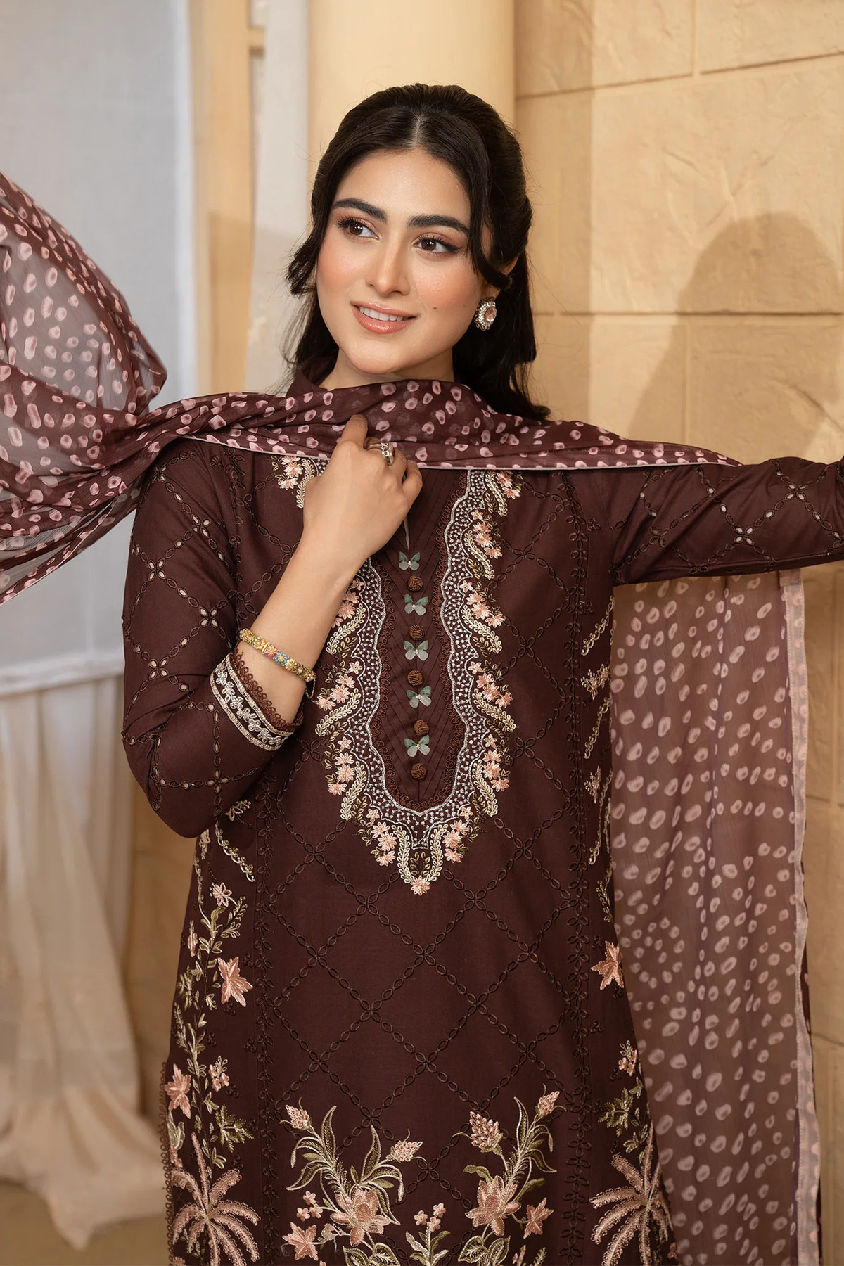 Hemstitch | Summer Luxury Lawn 24 | Mulberry -  Hemstitch Luxury - Original Designer Dress - House of Maryam