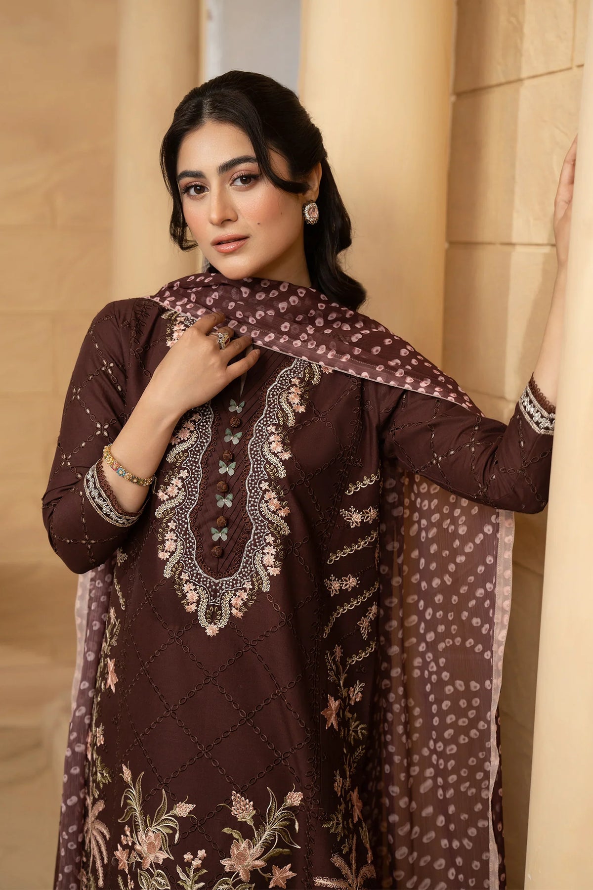 Hemstitch | Summer Luxury Lawn 24 | Mulberry -  Hemstitch Luxury - Original Designer Dress - House of Maryam
