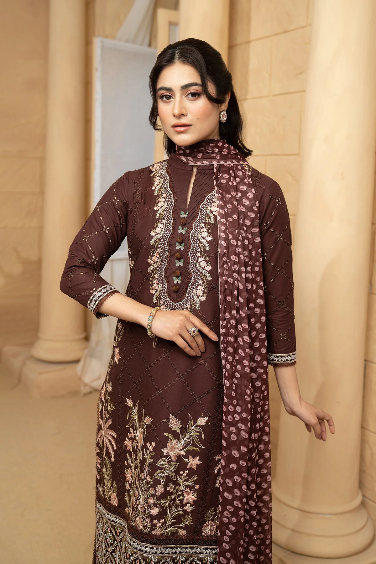 Hemstitch | Summer Luxury Lawn 24 | Mulberry -  Hemstitch Luxury - Original Designer Dress - House of Maryam
