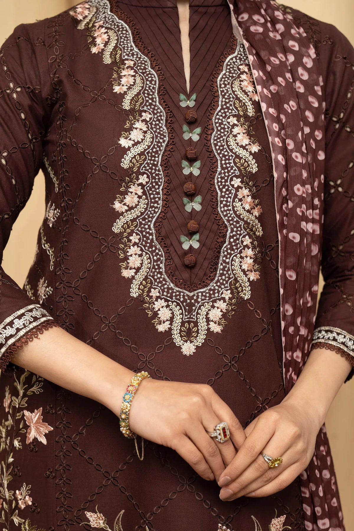 Hemstitch | Summer Luxury Lawn 24 | Mulberry -  Hemstitch Luxury - Original Designer Dress - House of Maryam