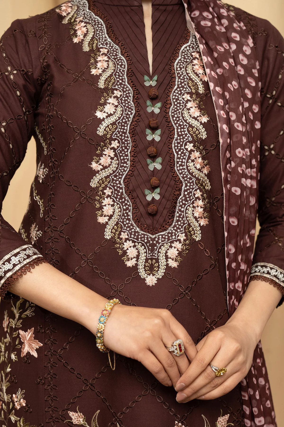 Hemstitch | Summer Luxury Lawn 24 | Mulberry -  Hemstitch Luxury - Original Designer Dress - House of Maryam