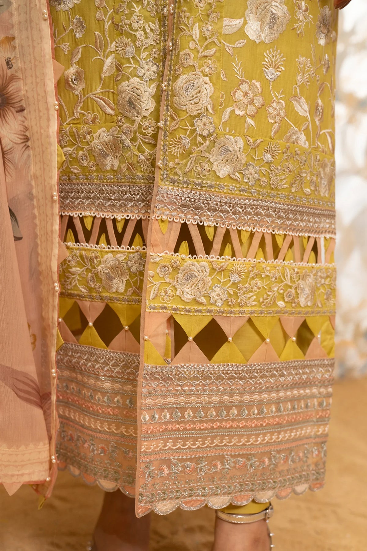 Hemstitch | Summer Luxury Lawn 24 | Lime -  Hemstitch Luxury - Original Designer Dress - House of Maryam