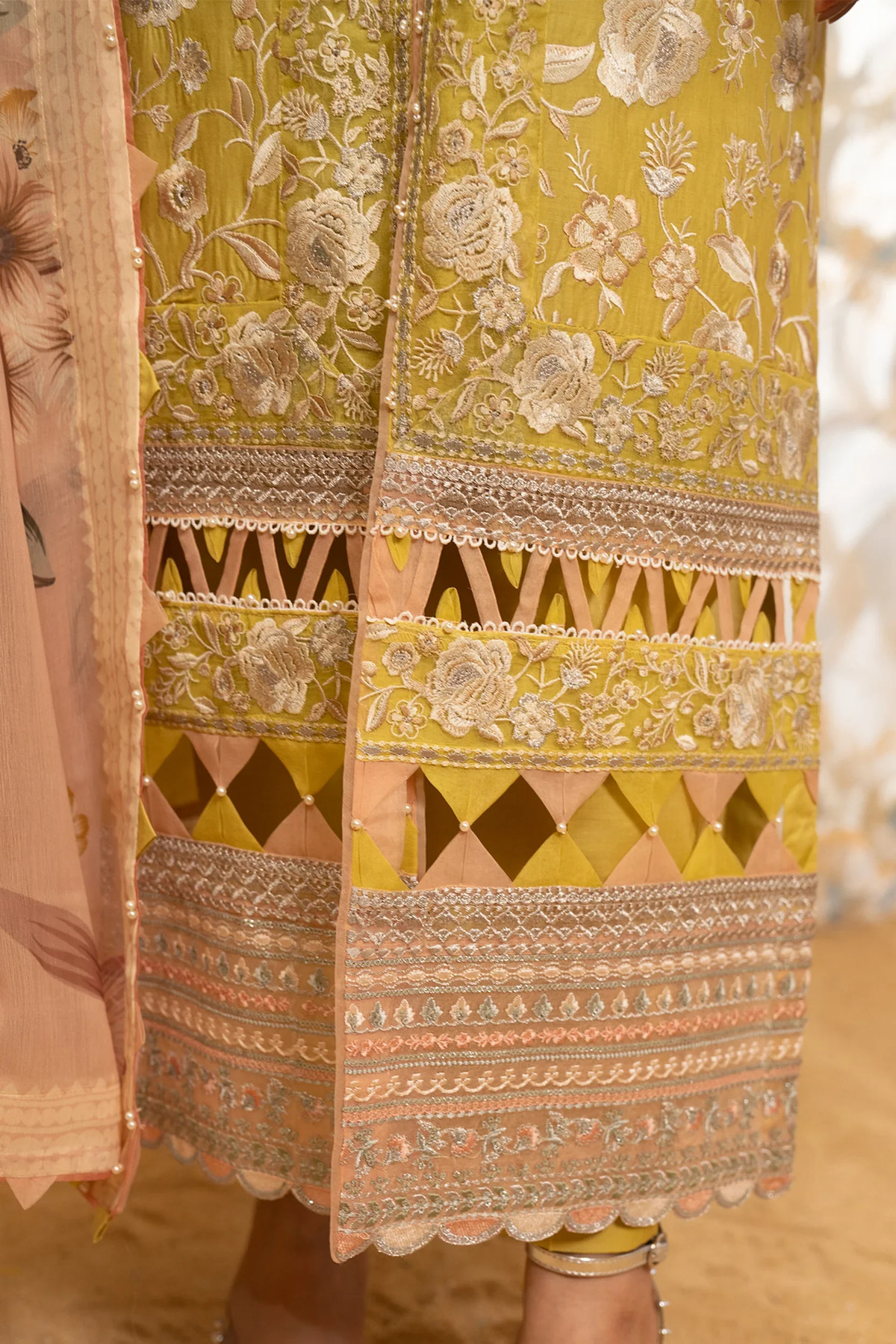 Hemstitch | Summer Luxury Lawn 24 | Lime -  Hemstitch Luxury - Original Designer Dress - House of Maryam