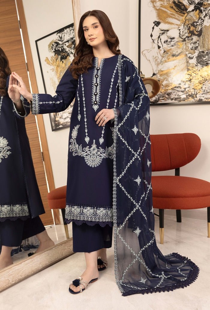 Humdum | Dilkash 25 | Dilkash - D02-Brand:Humdum-Type:Ladies Clothes-Navy-Lawn-House of Maryam- Buy in UK, USA