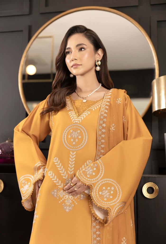 Humdum | Dilkash 25 | Dilkash - D03-Brand:Humdum-Type:Ladies Clothes-Champagne Gold-Lawn-House of Maryam- Buy in UK, USA
