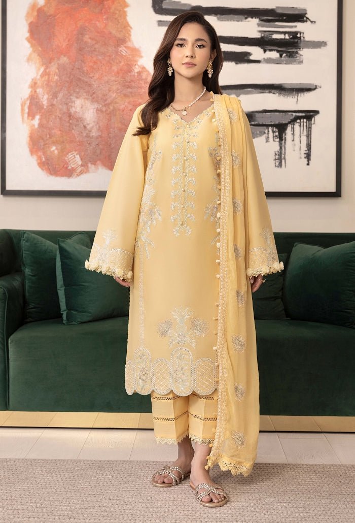 Humdum | Dilkash 25 | Dilkash - D05-Brand:HumDum-Type:Ladies Clothes-Dust Yellow-Lawn-House of Maryam- Buy in UK, USA