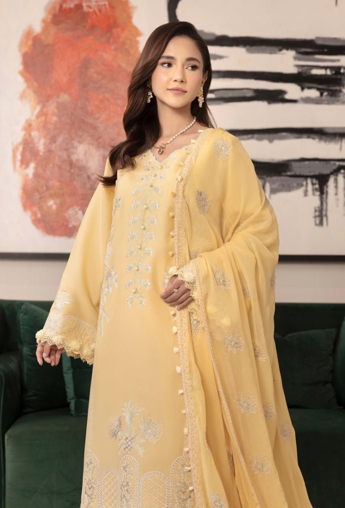 Humdum | Dilkash 25 | Dilkash - D05-Brand:HumDum-Type:Ladies Clothes-Dust Yellow-Lawn-House of Maryam- Buy in UK, USA