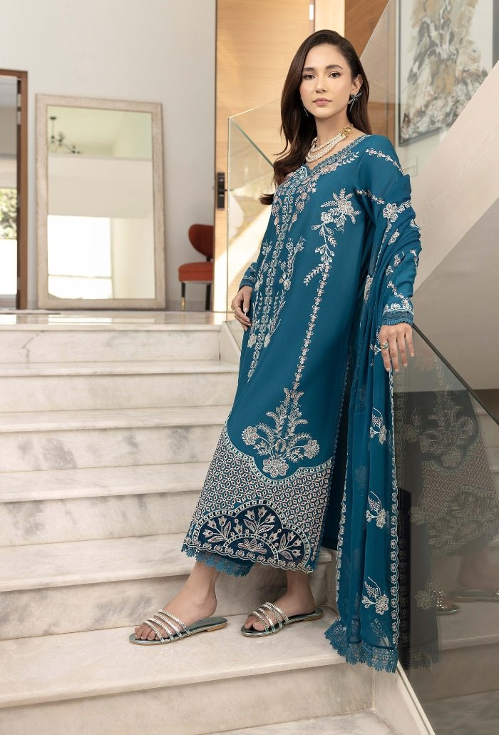 Humdum | Dilkash 25 |Dilkash - D06-Brand:Humdum-Type:Ladies Clothes-Dark Teal-Lawn-House of Maryam- Buy in UK, USA
