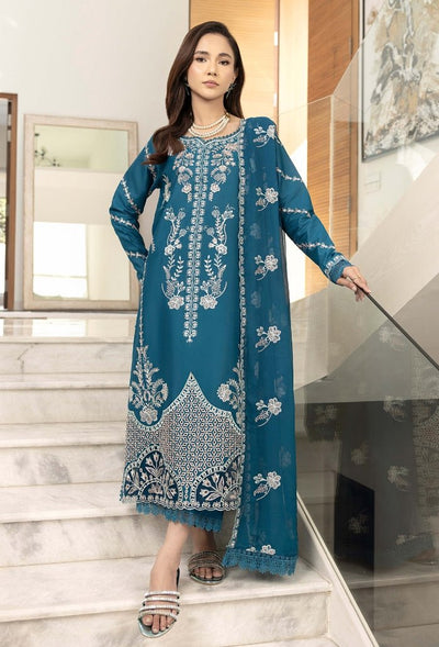 Humdum | Dilkash 25 |Dilkash - D06-Brand:Humdum-Type:Ladies Clothes-Dark Teal-Lawn-House of Maryam- Buy in UK, USA