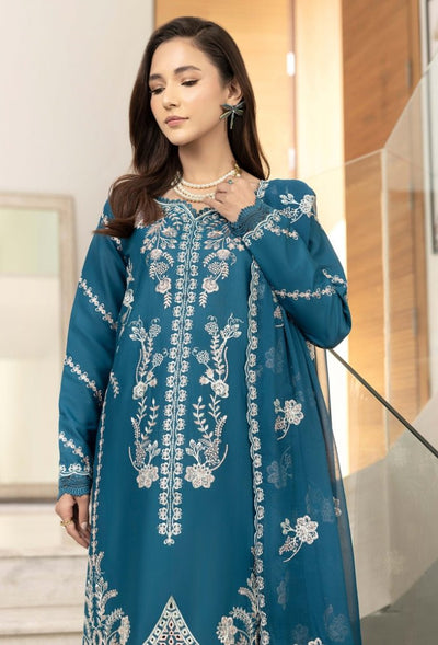 Humdum | Dilkash 25 |Dilkash - D06-Brand:Humdum-Type:Ladies Clothes-Dark Teal-Lawn-House of Maryam- Buy in UK, USA