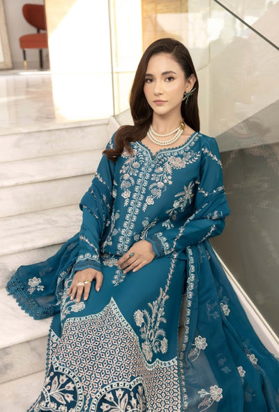 Humdum | Dilkash 25 |Dilkash - D06-Brand:Humdum-Type:Ladies Clothes-Dark Teal-Lawn-House of Maryam- Buy in UK, USA