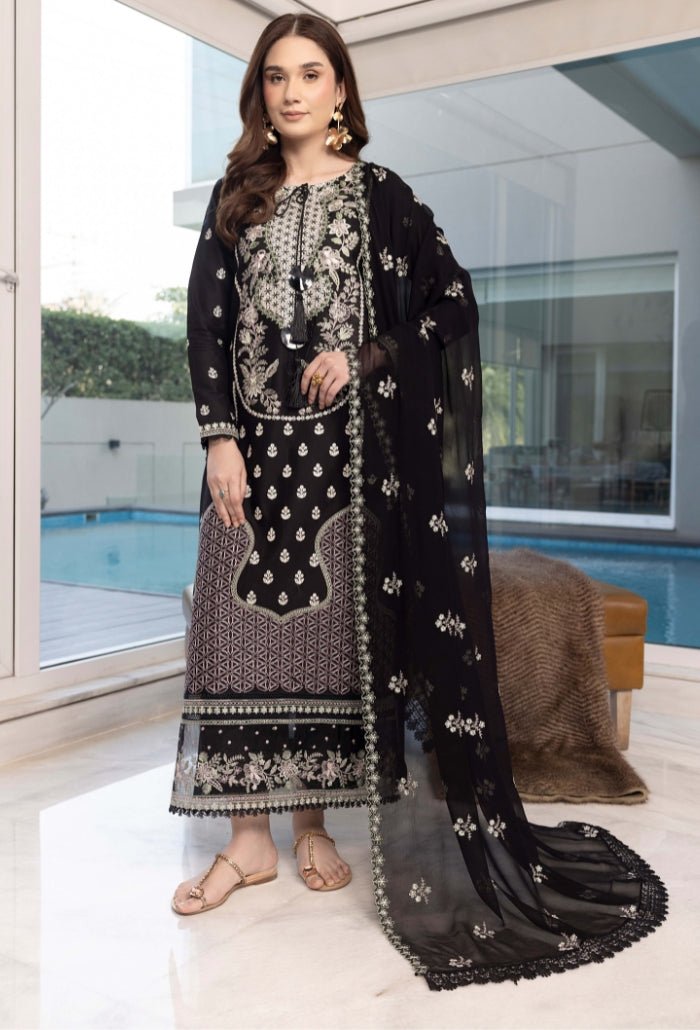 Humdum | Dilkash 25 | Dilkash - D08-Brand:Humdum-Type:Ladies Clothes-Black-Lawn-House of Maryam- Buy in UK, USA