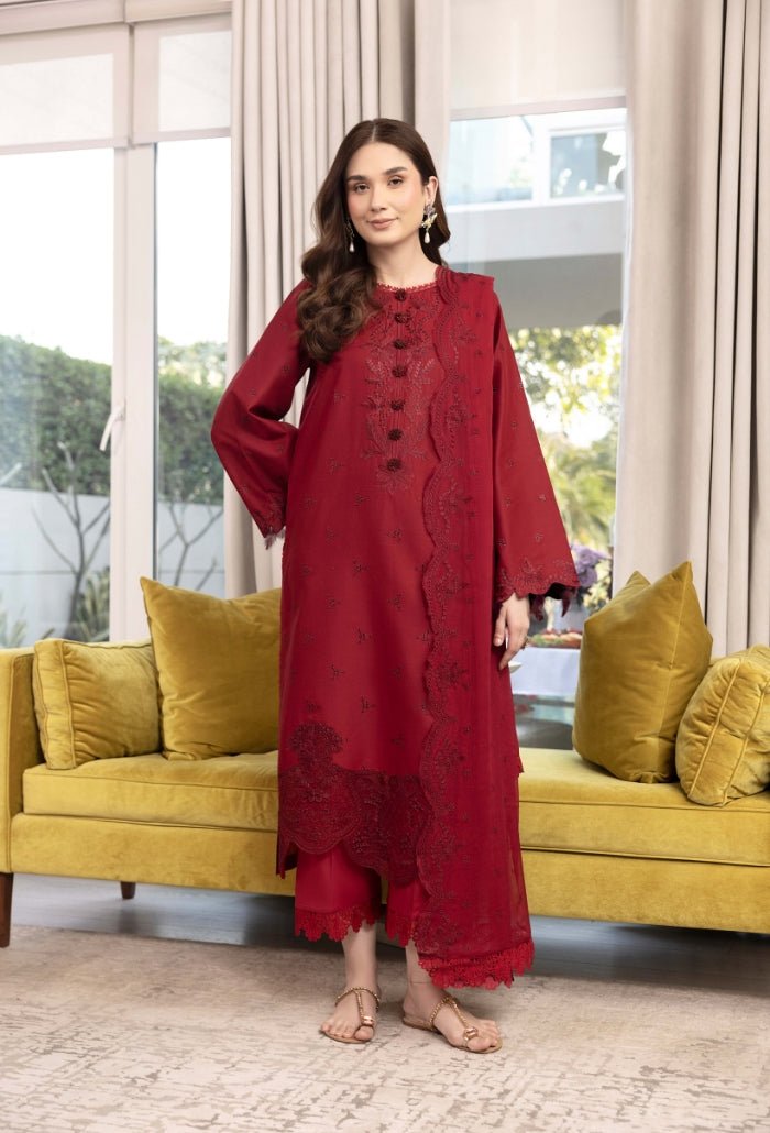 Humdum | Dilkash 25 | Dilkash - D09-Brand:HumDum-Type:Ladies Clothes-Redish Pink-Lawn-House of Maryam- Buy in UK, USA