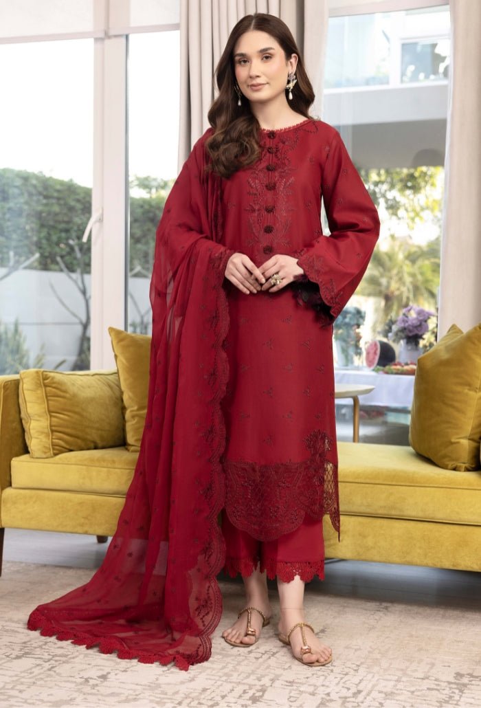 Humdum | Dilkash 25 | Dilkash - D09-Brand:HumDum-Type:Ladies Clothes-Redish Pink-Lawn-House of Maryam- Buy in UK, USA