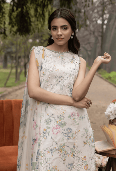 Humdum | Eden Garden 25 | Eden Garden - D02-Brand:Humdum-Type:Ladies Clothes-Ivory-Lawn-House of Maryam- Buy in UK, USA